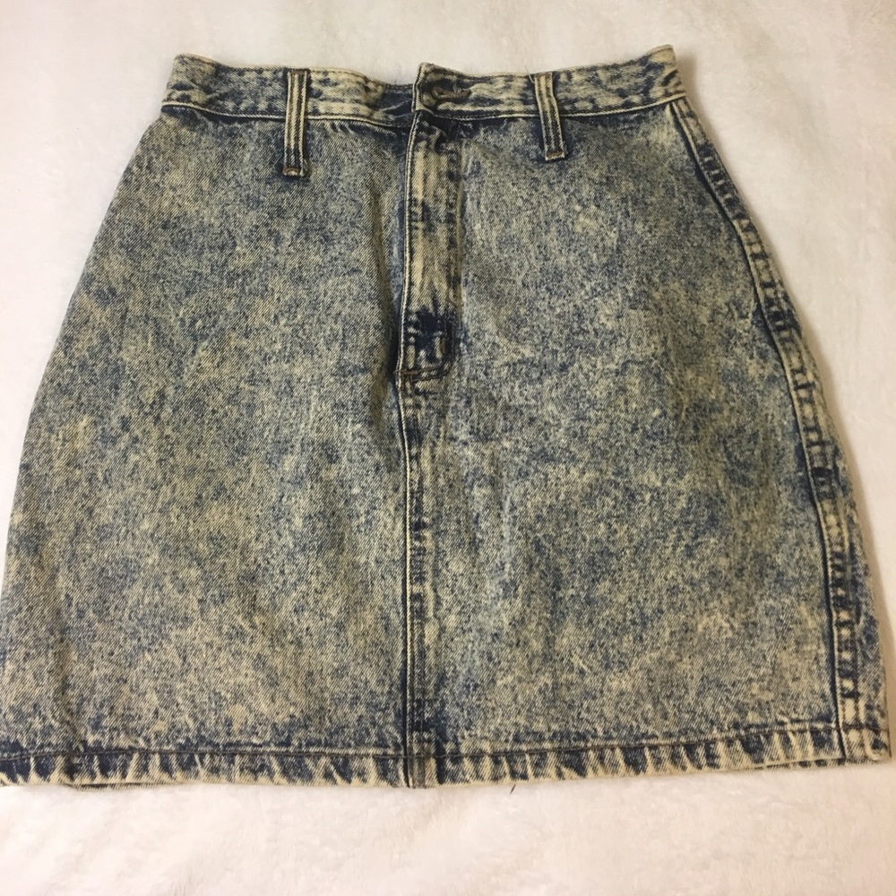 Acid Wash High Waisted Denim Skirt
